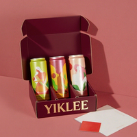Caja de avión de 3 botellas Beige, logotipo de estampado dorado, correo corrugado para jugo y vino, embalaje de regalo, cajas de papel corrugado reciclado