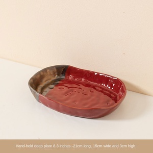 Belle vaisselle en céramique vintage de haute qualité motif de marteau brûlant <span class=keywords><strong>jetable</strong></span> plat de poisson poterie brute pour les fêtes à la maison - Product Image 5