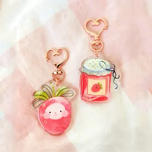 Best-Selling Plastic Key Chains Custom Make Your Own Acrylic Keychain Cute Red Strawberry Acrylic Keychains