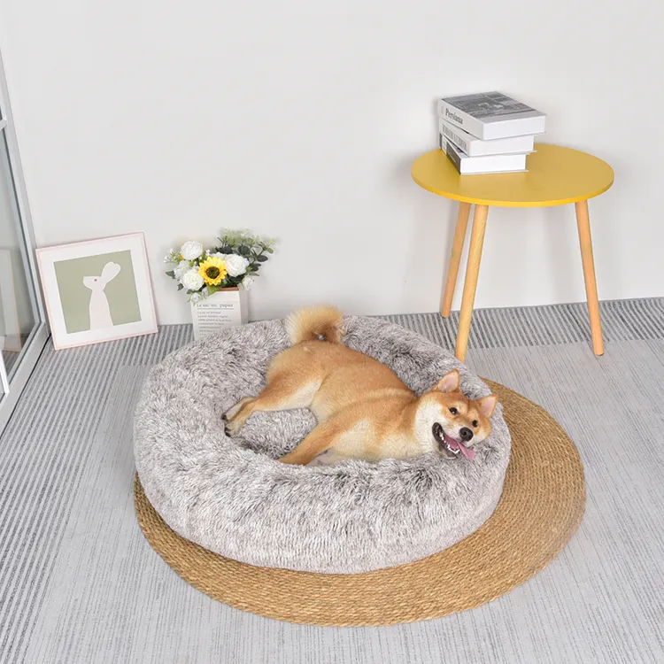 FAIRYPET SML lujo Donut mascota Animal perro cama lana larga felpa Multicolor redondo suave piel agradable alta calidad lavable
