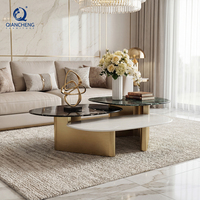 Fabricant chinois de meubles de salon italiens modernes et luxueux, ensemble de tables basses en acier inoxydable et marbre, combinaison haute et basse
