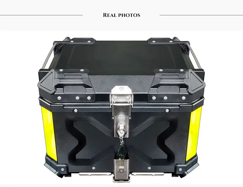 Caja trasera de aluminio para motocicleta, carcasa de gran capacidad, resistente al agua, a prueba de golpes, 65L