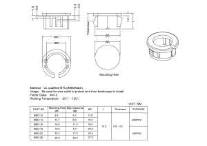 ปลั๊กมีรูสำหรับคลายความตึงบุชชิ่งไนล่อนสีดำ PA66 - Product Image 4