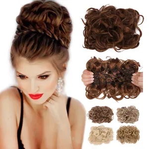 Fashion design curly Wig hair bun Soft ponytail holder hair extensions in synthetic hair clip