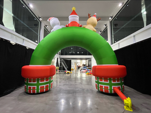 Porte d'entrée gonflable imperméable avec décorations Père Noël, bonhomme de neige et rennes, pour décoration de Noël en extérieur - Product Image 4