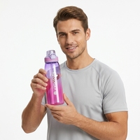 Bouteille d'eau étanche en Tritan+PP avec couvercle à ouverture rapide et paille intégrée pour adultes - Idéale pour le camping, les voyages, la gym, le sport et les activités de plein air (sûre)