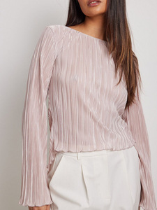 Camisa Sexy de Oficina para Mujer, Corte Regular, Color Sólido, Mangas con Vuelo, Tirante Trasero, Cuello Corto, Otoño-Primavera - Product Image 6
