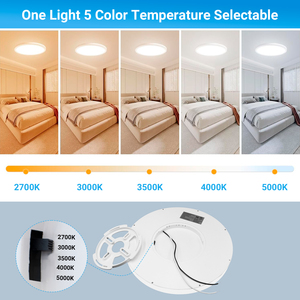 Lámpara de <span class=keywords><strong>Techo</strong></span> LED Empotrada de 9/12/15 Pulgadas, 18W/24W/30W Opcional, Panel Redondo de 5CCT, 2000LM 3000LM 4000LM Ra>80 para Sala de Estar - Product Image 4