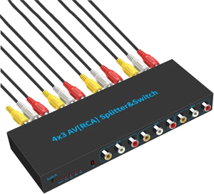 Commutateur <span class=keywords><strong>RCA</strong></span> 4 entrées <span class=keywords><strong>3</strong></span> sorties : séparateur AV 4 voies, sélecteur <span class=keywords><strong>audio</strong></span> <span class=keywords><strong>3</strong></span> sorties L/R avec télécommande, commutateur de distribution <span class=keywords><strong>audio</strong></span> vidéo - Product Image 2