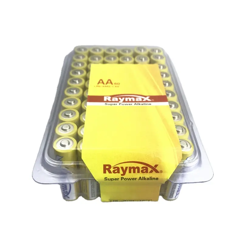 Raymax Venda Quente aa baterias oem 1.5V Bateria LR6 AA60 Pacote De Caixa De Plástico Longa vida Baterias Alcalinas