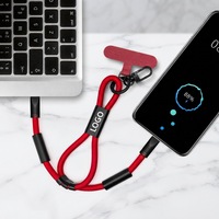 Cordon de poignet 2-en-1 pour téléphone avec câble USB-C, câble de charge rapide et de transfert de données USB-C vers USB-C PD 60W, sangle de poignet pour téléphone portable compatible avec les coques