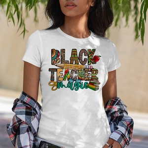 Black Teacher Magic Black History Teachers' Day DTF Impresión <span class=keywords><strong>de</strong></span> transferencia <span class=keywords><strong>de</strong></span> calor Hierro en pegatinas Sublimación para bolsas <span class=keywords><strong>de</strong></span> camisa <span class=keywords><strong>de</strong></span> ropa - Product Image 3