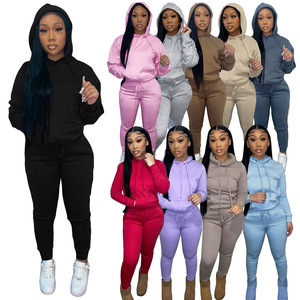 Vintage Custom Logo Nude Blank Jogger Frau Jogging anzug Set 2pc 2 Stück Jogging Set Frauen Winter Jogging anzüge für Frauen Großhandel - Product Image 1