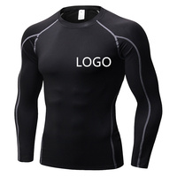Haut de compression pour homme à manches longues en Spandex imprimé par sublimation, séchage rapide, pour BJJ, sport, course à pied, sous-vêtement technique, anti-UV