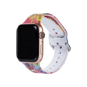 Printband Voor I Horlogeband Bloemen Bloem Siliconen Riem Voor I Watch Serie 5 4 3 2 1 Horloge Armband 38Mm 40Mm 42Mm 44Mm