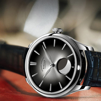 Borman BM3541 Herren-Luxus-Automatik-Uhr Sonnenstrahlen-Zifferblatt Mondphase 28800VPH Wasserdichtes Lederarmband Hangzhou