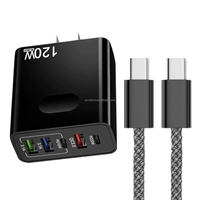 Chargeur USB-C 120W 5 ports avec prise EU/US, charge rapide super rapide, chargeur de téléphone portable USB-C 120W Type C pour Xiaomi/Samsung