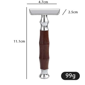 Afeitadora de seguridad retro de doble hoja de madera de doble capa vintage para rostro/cuello, manual, con cuchillas personalizables 15T-2 - Product Image 5