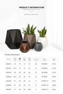 Maceta hexagonal de plástico para flores, diseño moderno de diamante, auto-agua