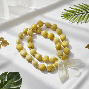 <span class=keywords><strong>Collar</strong></span> <span class=keywords><strong>de</strong></span> Nuez Kukui Hawaiana Natural al por Mayor, Hecho a Mano, con <span class=keywords><strong>Cuentas</strong></span>, para el Verano y Fiestas - Product Image 3