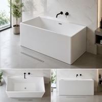 Baignoire autoportante carrée élégante en acrylique à double extrémité pour projets de rénovation de salles de bain d'hôtels, villas et spas