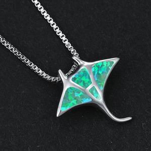 Collier pendentif en opale de feu bleu océan Manta <span class=keywords><strong>Ray</strong></span> Stingray - Product Image 2