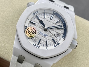 Nuevo buzo de alta calidad mecánico 42mm APS fábrica Cal. 3120 movimiento 15707 reloj impermeable de cerámica blanca - Product Image 3