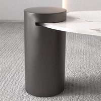 Zayshine italien minimaliste blanc Base en métal Table basse granit comptoir forme ovale salon meubles ensemble théière