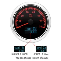 Factory 85mm 3000-8000rpm Tachometer +Water Temperature Gauge +Oil Pressure Meter 7 Color Backlight for Car Marine Boat 12V 24V