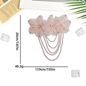 Nuove Applicazioni Ricamate in Chiffon con Cristalli e Nappe, Patch Etniche Resistenti all'Acqua a Forma di Fiore per Spalline, Corsage, Spille e Abbigliamento - Product Image 4