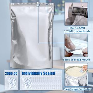 Compter 200 pièces sacs en aluminium Mylar 120 microns sacs thermoscellables pour <span class=keywords><strong>sac</strong></span> en aluminium de stockage des aliments à long terme 10*14 pouces - Product Image 5