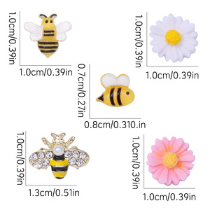 White Pink Daisy Bee Nail Charms 3D Resin Flower Gold Bee Decorations for Summer Manicure Nail Art - Product Image 5