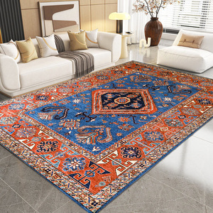 Tapis en velours cristal style persan, tapis rectangulaire à motifs floraux, antidérapant, pour salon, chambre à coucher, tapis de sol en fibre de polyester - Product Image 5