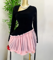 Robe décontractée unie pour femme en maille transparente à manches longues, mini-robe grande taille S-2XL