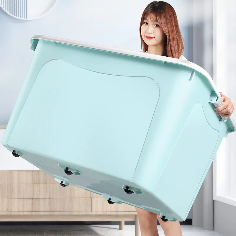 Hộp Đựng Đồ Siêu Lớn Bằng Nhựa Màu Hồng Xanh Xám 30L 50L 60L 70L Có Nắp Đậy Cho Quần Áo