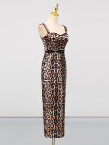 King Mcgreen Star Leopard Print Dress Sexy and Bold Girl Halter Top <span class=keywords><strong>de</strong></span> cintura alta Vestido largo ajustado Vestido <span class=keywords><strong>de</strong></span> fiesta <span class=keywords><strong>de</strong></span> <span class=keywords><strong>noche</strong></span> - Product Image 2