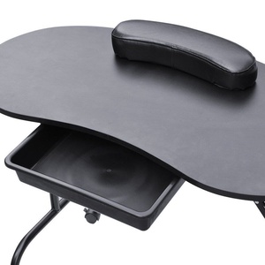 <span class=keywords><strong>Table</strong></span> de <span class=keywords><strong>manucure</strong></span> pliable en cuir véritable, portable, réglable en hauteur, avec tiroir de rangement et repose-main pour salon de beauté - Product Image 4