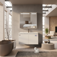 Meuble de salle de bain mural étanche avec miroir LED intelligent, coiffeuse en aluminium et acier inoxydable pour la maison
