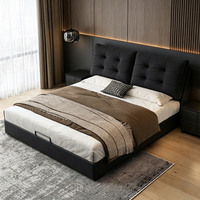 Lit capitonné en tissu italien moderne, lit king-size ou queen-size avec tiroirs de rangement latéraux pour la chambre à coucher