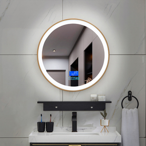 Espejo <span class=keywords><strong>de</strong></span> <span class=keywords><strong>Baño</strong></span> Redondo con Marco Dorado y Retroiluminación LED, <span class=keywords><strong>Antivaho</strong></span>, con Control Táctil, para Proyectos <span class=keywords><strong>de</strong></span> Hoteles y Villas, Venta al Por Mayor - Product Image 4