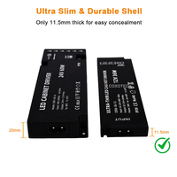 Driver LED ultra-plat et compact pour armoire 24W 36W 48W 12V 24V, installation facile, boîtier en aluminium, garantie 5 ans, prise US EU UK AU