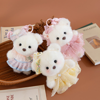 Vente directe usine : Porte-clés ours en peluche Lolita Dress, adorable ours blanc en peluche, pendentif de sac, breloque pour sac à dos de filles