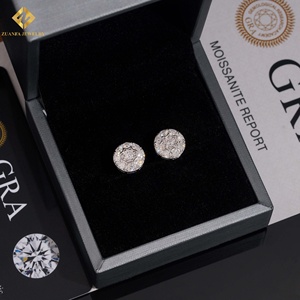 Boucles d'oreilles clous en moissanite, taille brillant rond, motif étoile, argent 925, style classique hip-hop, certifiées GRA, pour homme - Product Image 3