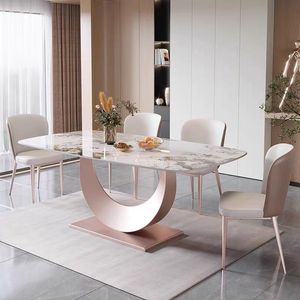 <span class=keywords><strong>Table</strong></span> <span class=keywords><strong>à</strong></span> <span class=keywords><strong>manger</strong></span> rectangulaire de luxe minimaliste en pierre frittée avec base en acier pour 6 <span class=keywords><strong>à</strong></span> 8 personnes, idéale pour cuisine et <span class=keywords><strong>salle</strong></span> <span class=keywords><strong>à</strong></span> <span class=keywords><strong>manger</strong></span> - Nouveauté 2026 - Product Image 1