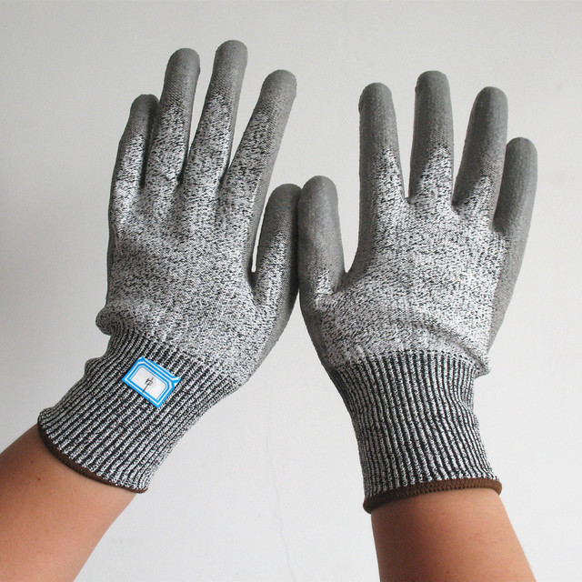 JLX P8005-5 Hand Protection Anti-Cut Gloves Level 5 Cut Resistant Work Safety Gloves with Polyurethane Coating and Nylon Liner