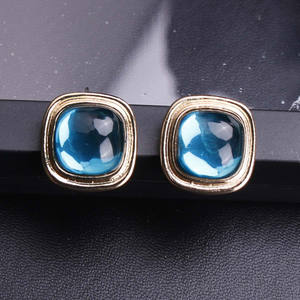 2 pz classico blu perla di <span class=keywords><strong>cristallo</strong></span> orecchini esagerati gioielli Vintage splendido palazzo pendenti clip orecchio per la festa delle donne - Product Image 1