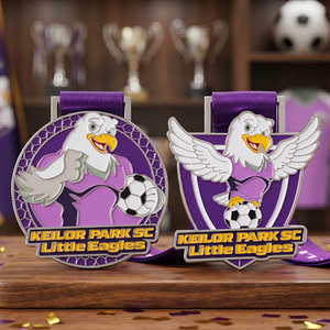 Medaglie Personalizzate per <span class=keywords><strong>Calcio</strong></span>, Aquila 3D Smaltata con Mascotte in Maglia della Squadra, Logo del Club, Premio per <span class=keywords><strong>Calcio</strong></span> Giovanile, Medaglia in Lega di Zinco - Product Image 3