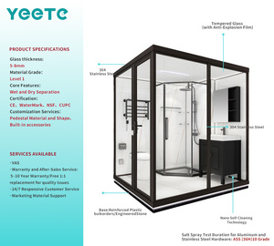 ห้องอาบน้ำแบบมุมฉาก YEETE สีเทา กระจกนิรภัย 8 มม. รู<span class=keywords><strong>ป</strong></span>ทรงเพชร ขายส่ง ตกแต่งห้องน้ำทันสมัย สำหรับผู้ค้า<span class=keywords><strong>ป</strong></span>ลีก A+ - Product Image 2
