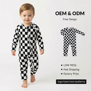 EcoEnzo Bamboe Baby Rompers Lange Mouwen Babyjongens Pyjama's YKK Ritsen Pasgeboren Meisjes Geruite Slaappakjes Babykleding - Product Image 1