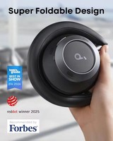 Soundcore Space One Pro 耳机带耳机盒，超快速充电，自适应主动降噪耳机，由 6 个麦克风驱动